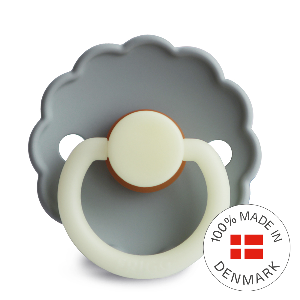 FRIGG Daisy Night - Round Latex Pacifier - French Grey Glow in the Dark