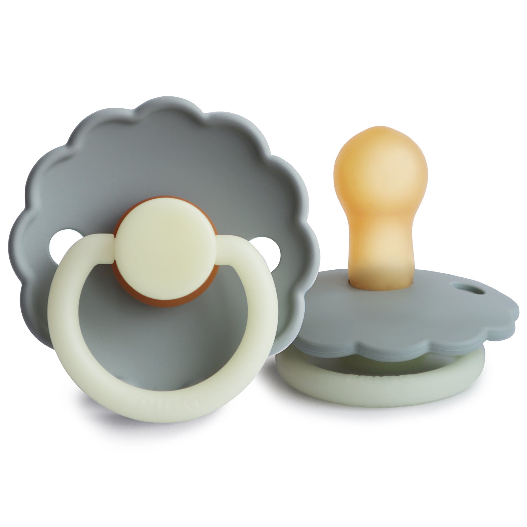 FRIGG Daisy Night - Round Latex Pacifier - French Grey Glow in the Dark