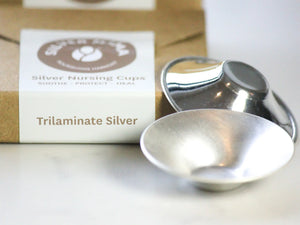 SILVER MAMA nipple cups in Trilaminate silver